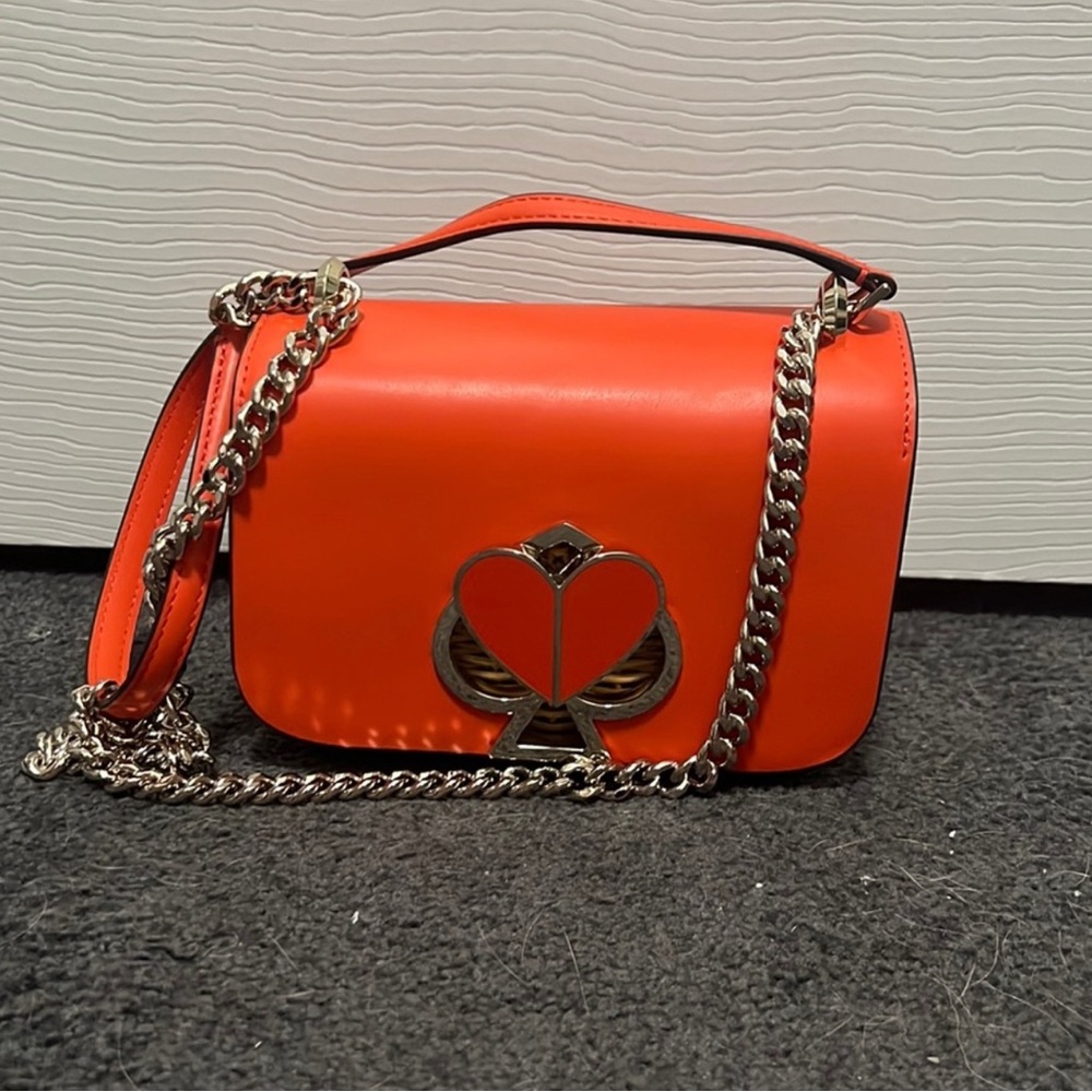 Kate Spade Vibrant Orange Crossbody Bag with Chain